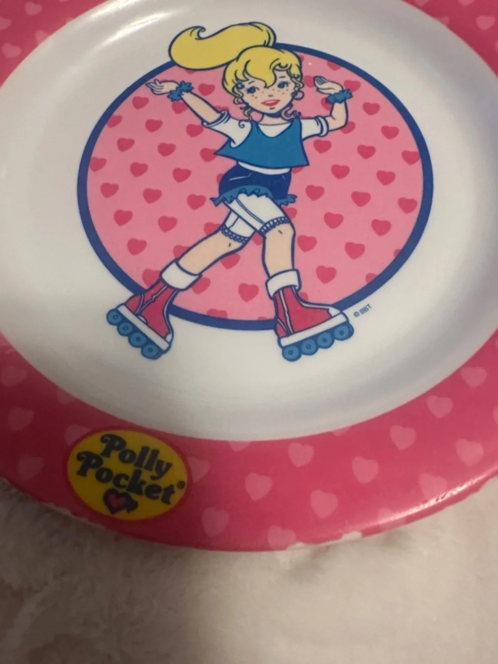 Vintage 1995 Polly Pocket - Roller Skater Design Melamine Dinner Plate Plastic